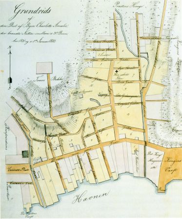 Charlotte Amalie Bykort 1832 Havnen